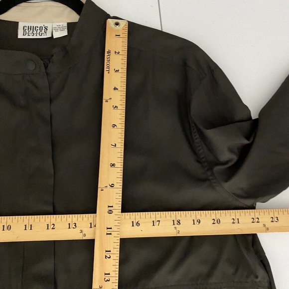 Chicos Design Jacket Womens 2 US Large Brown Full Zip Pockets - Picture 7 of 8